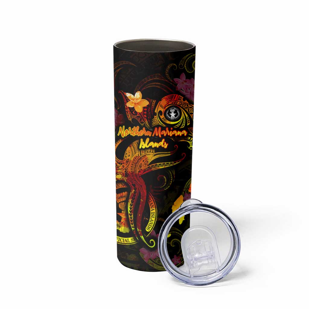 Northern Mariana Islands Skinny Tumbler Octopus Plumeria Polynesian Tattoo DT02 - Polynesian Pride