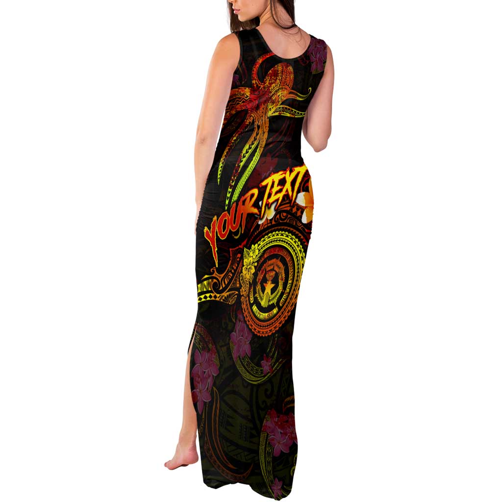 Northern Mariana Islands Tank Maxi Dress Octopus Plumeria Polynesian Tattoo