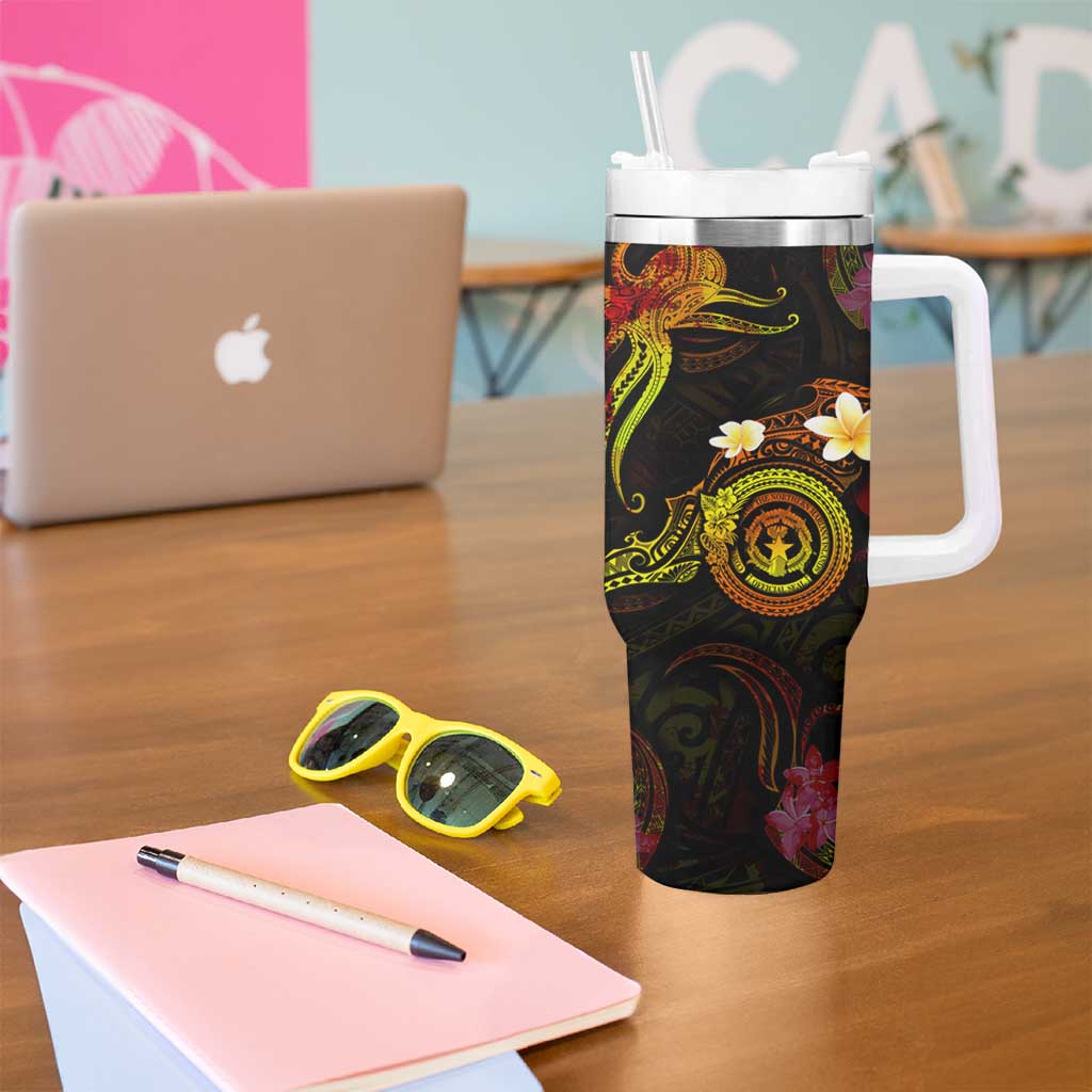 Northern Mariana Islands Tumbler With Handle Octopus Plumeria Polynesian Tattoo