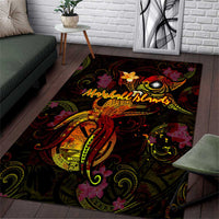 Marshall Islands Area Rug Octopus Plumeria Polynesian Tattoo DT02 Black - Polynesian Pride