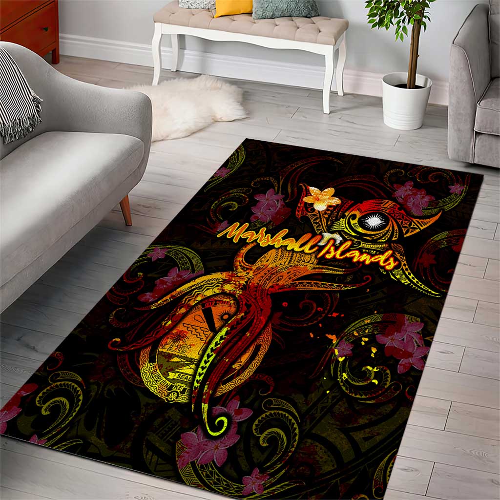Marshall Islands Area Rug Octopus Plumeria Polynesian Tattoo DT02 - Polynesian Pride