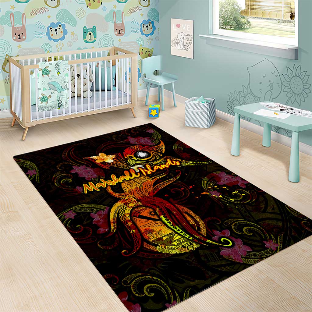 Marshall Islands Area Rug Octopus Plumeria Polynesian Tattoo DT02 - Polynesian Pride
