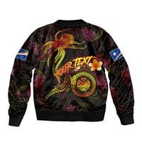 Marshall Islands Bomber Jacket Octopus Plumeria Polynesian Tattoo DT02 - Polynesian Pride