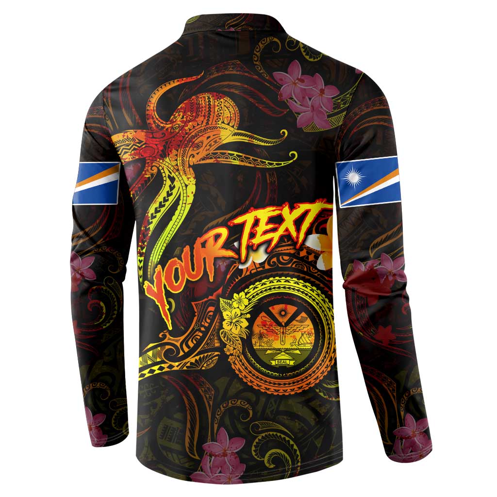 Marshall Islands Button Sweatshirt Octopus Plumeria Polynesian Tattoo DT02 - Polynesian Pride