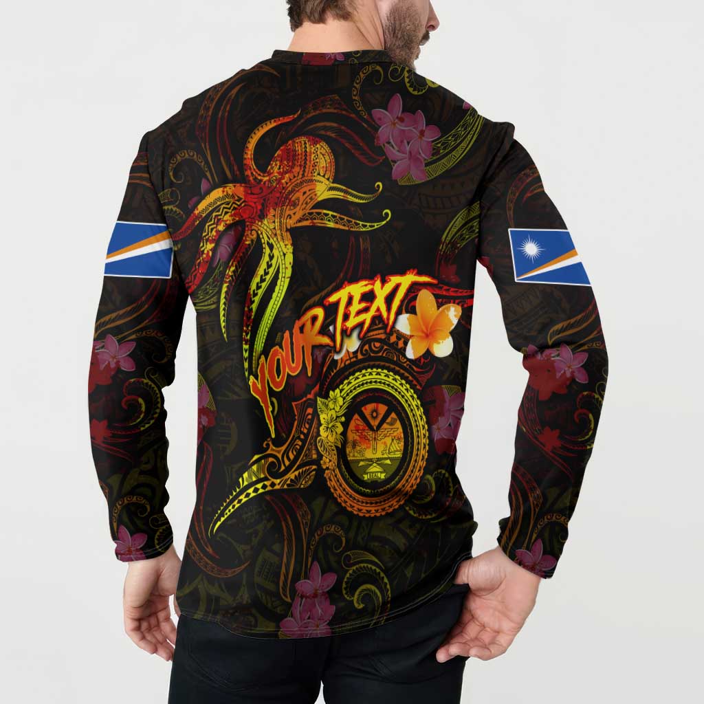 Marshall Islands Button Sweatshirt Octopus Plumeria Polynesian Tattoo DT02 - Polynesian Pride