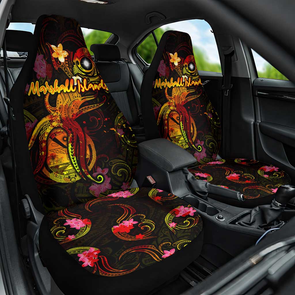 Marshall Islands Car Seat Cover Octopus Plumeria Polynesian Tattoo DT02 One Size Black - Polynesian Pride