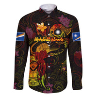 Marshall Islands Family Matching Long Sleeve Bodycon Dress and Hawaiian Shirt Octopus Plumeria Polynesian Tattoo DT02 Dad's Shirt - Long Sleeve Black - Polynesian Pride