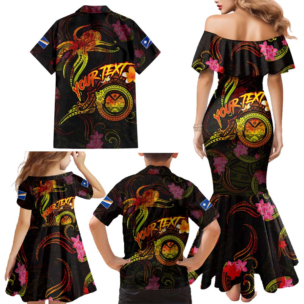 Marshall Islands Family Matching Mermaid Dress and Hawaiian Shirt Octopus Plumeria Polynesian Tattoo