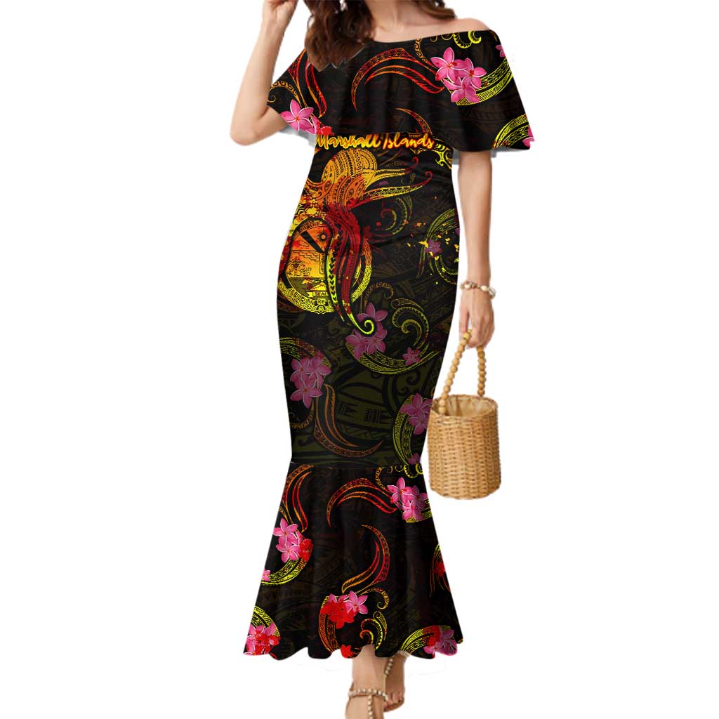 Marshall Islands Family Matching Mermaid Dress and Hawaiian Shirt Octopus Plumeria Polynesian Tattoo