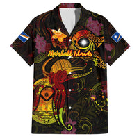 Marshall Islands Family Matching Short Sleeve Bodycon Dress and Hawaiian Shirt Octopus Plumeria Polynesian Tattoo DT02 Dad's Shirt - Short Sleeve Black - Polynesian Pride