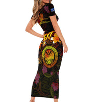 Marshall Islands Family Matching Short Sleeve Bodycon Dress and Hawaiian Shirt Octopus Plumeria Polynesian Tattoo DT02 - Polynesian Pride