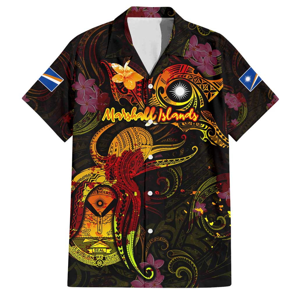 Marshall Islands Family Matching Tank Maxi Dress and Hawaiian Shirt Octopus Plumeria Polynesian Tattoo
