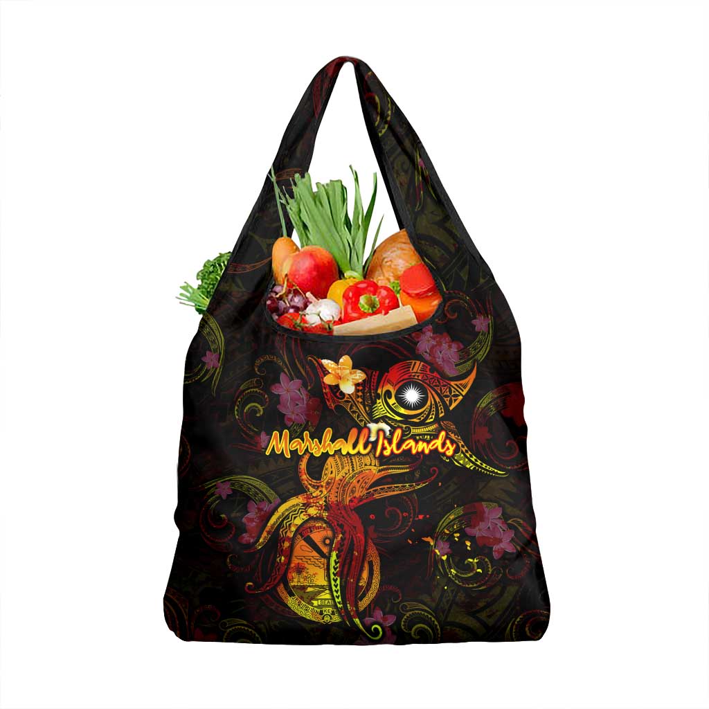 Marshall Islands Grocery Bag Octopus Plumeria Polynesian Tattoo DT02 1-pack One Size Black - Polynesian Pride
