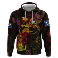 Marshall Islands Hoodie Octopus Plumeria Polynesian Tattoo DT02 Pullover Hoodie Black - Polynesian Pride