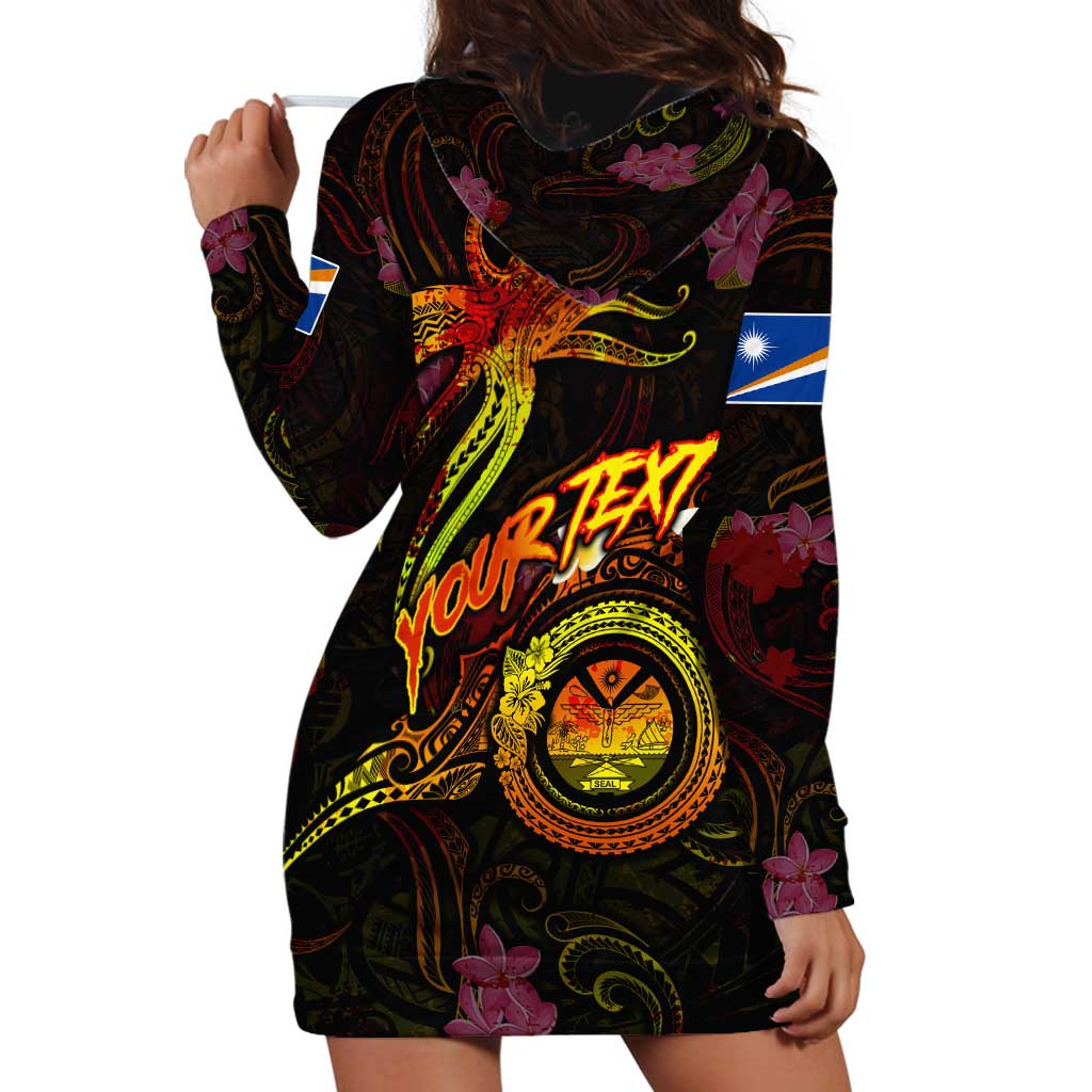 Marshall Islands Hoodie Dress Octopus Plumeria Polynesian Tattoo DT02 - Polynesian Pride