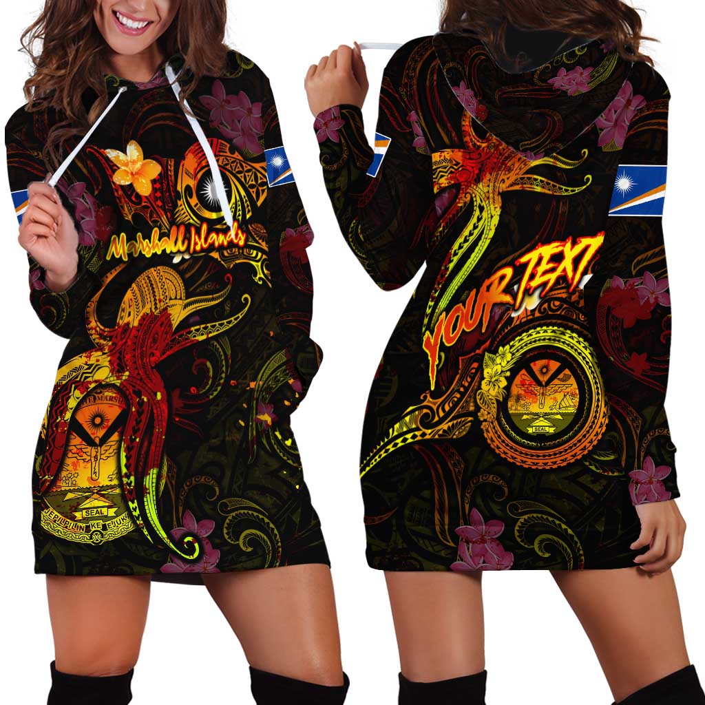 Marshall Islands Hoodie Dress Octopus Plumeria Polynesian Tattoo DT02 - Polynesian Pride