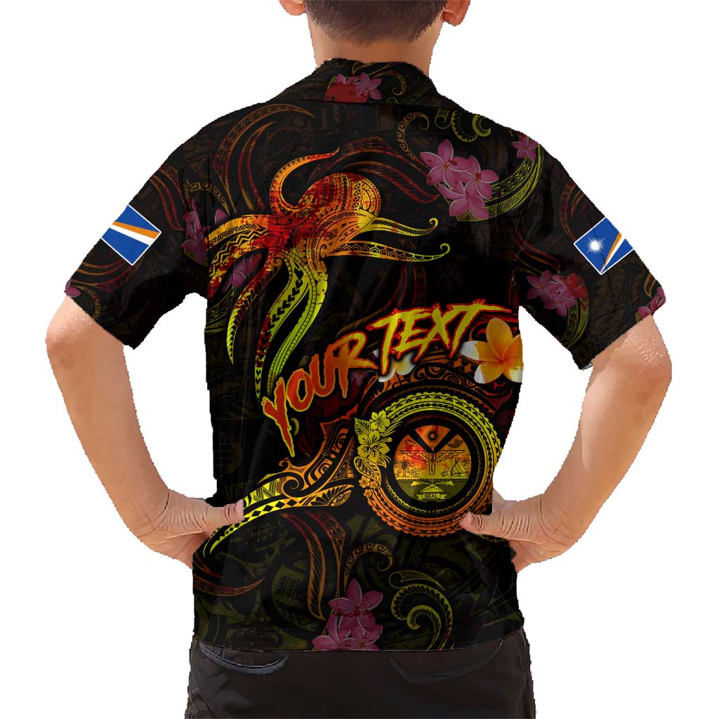 Marshall Islands Kid Hawaiian Shirt Octopus Plumeria Polynesian Tattoo
