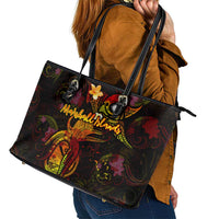 Marshall Islands Leather Tote Bag Octopus Plumeria Polynesian Tattoo DT02 - Polynesian Pride