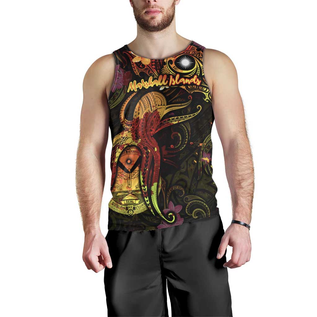 Marshall Islands Men Tank Top Octopus Plumeria Polynesian Tattoo DT02 - Polynesian Pride