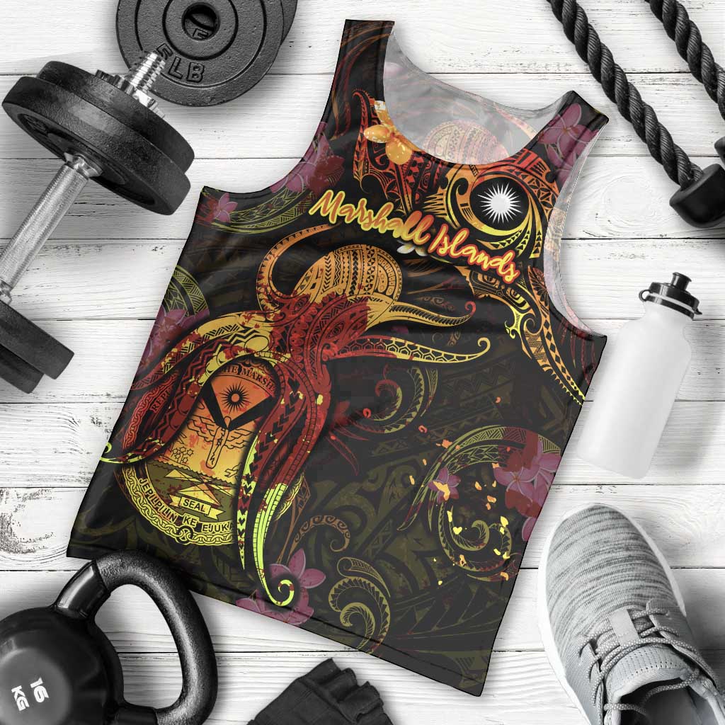 Marshall Islands Men Tank Top Octopus Plumeria Polynesian Tattoo DT02 - Polynesian Pride