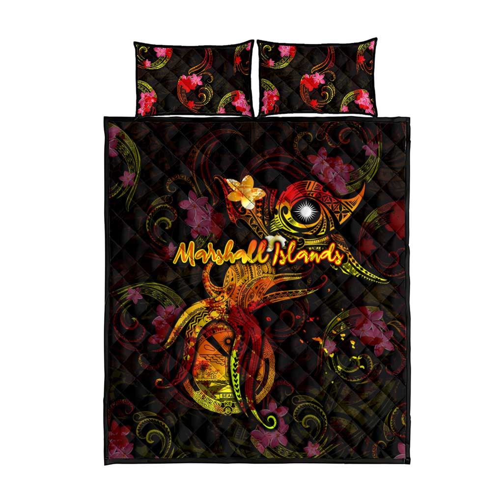 Marshall Islands Quilt Bed Set Octopus Plumeria Polynesian Tattoo DT02 - Polynesian Pride