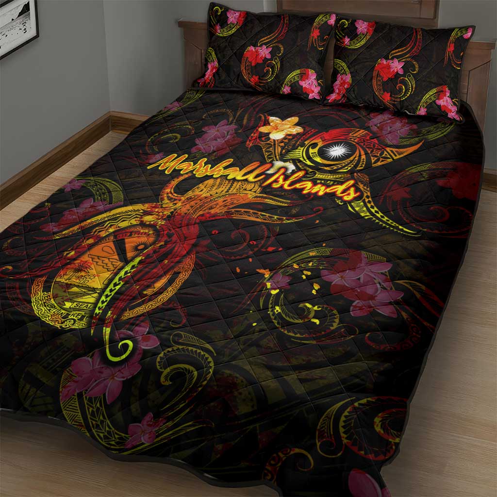 Marshall Islands Quilt Bed Set Octopus Plumeria Polynesian Tattoo DT02 - Polynesian Pride
