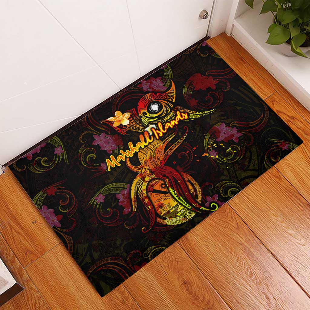 Marshall Islands Rubber Doormat Octopus Plumeria Polynesian Tattoo DT02 - Polynesian Pride
