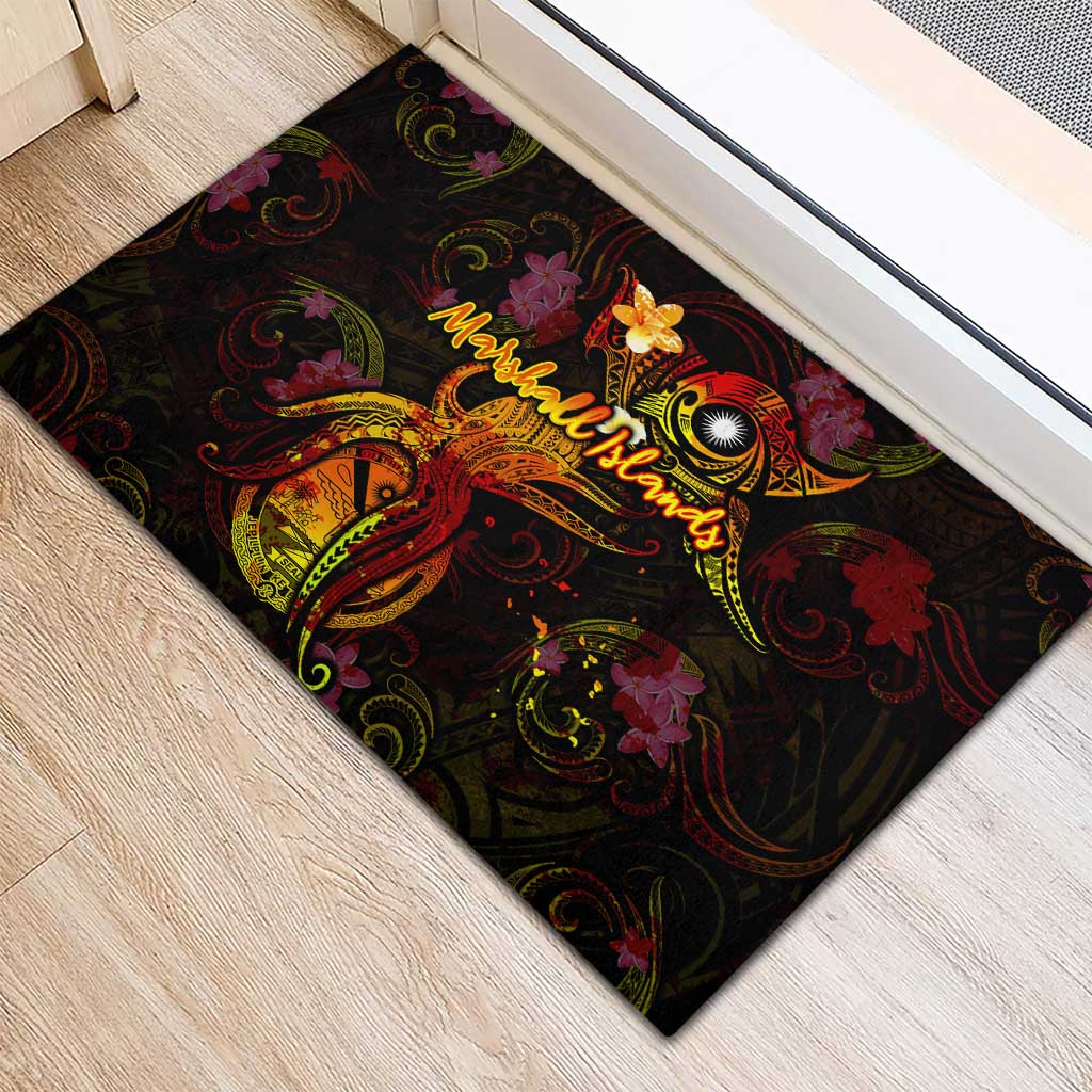 Marshall Islands Rubber Doormat Octopus Plumeria Polynesian Tattoo DT02 - Polynesian Pride