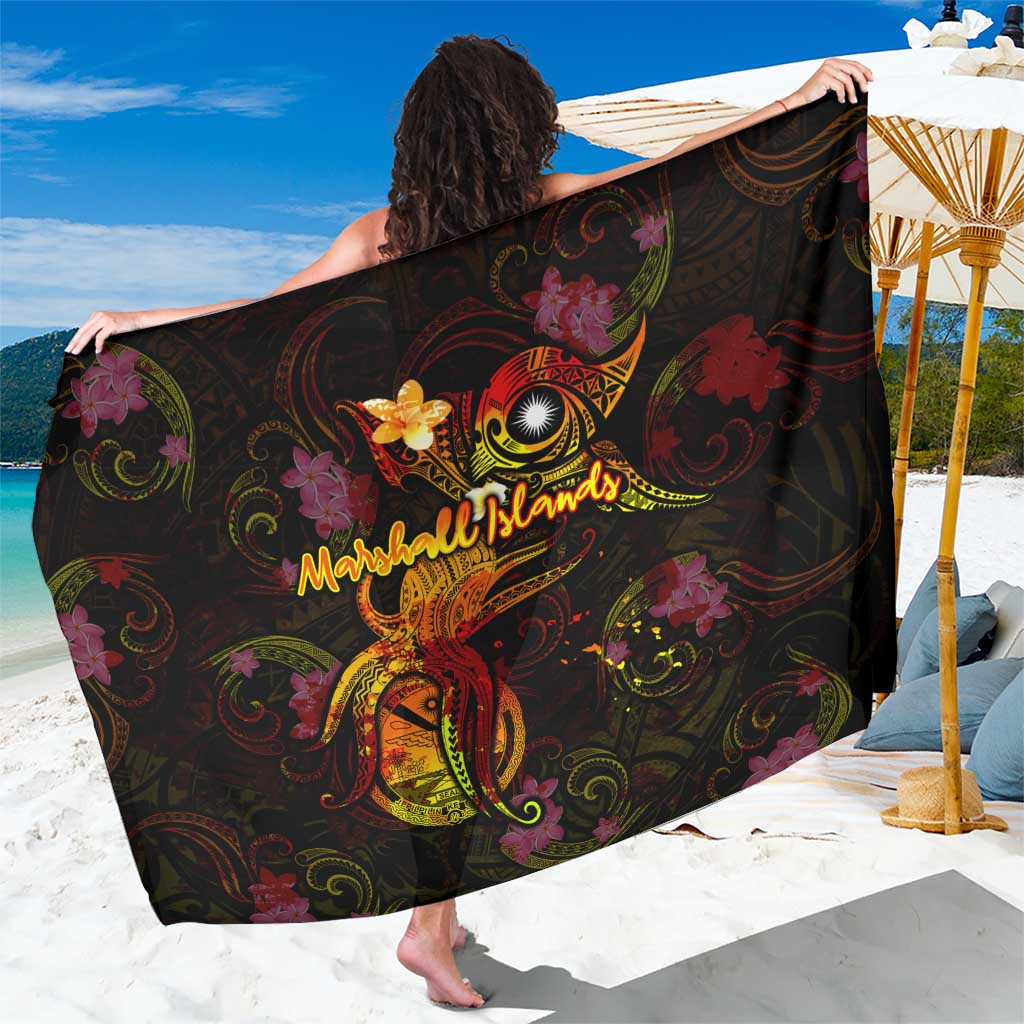 Marshall Islands Sarong Octopus Plumeria Polynesian Tattoo DT02 One Size 44 x 66 inches Black - Polynesian Pride