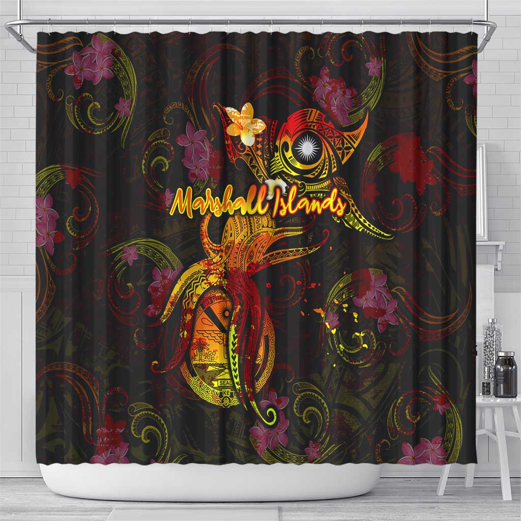 Marshall Islands Shower Curtain Octopus Plumeria Polynesian Tattoo DT02 - Polynesian Pride