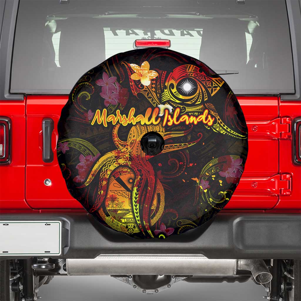 Marshall Islands Spare Tire Cover Octopus Plumeria Polynesian Tattoo DT02 - Polynesian Pride