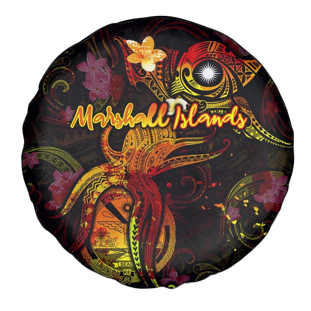 Marshall Islands Spare Tire Cover Octopus Plumeria Polynesian Tattoo DT02 - Polynesian Pride