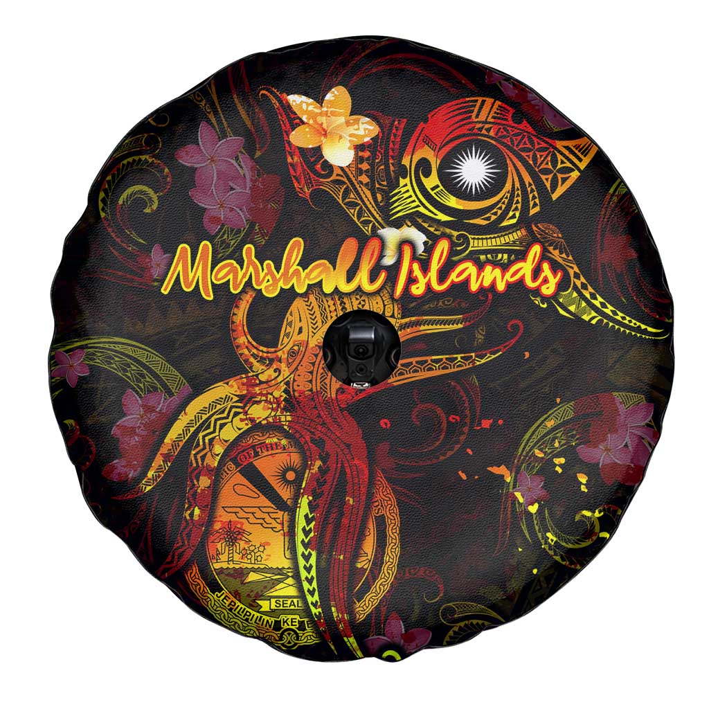 Marshall Islands Spare Tire Cover Octopus Plumeria Polynesian Tattoo DT02 - Polynesian Pride