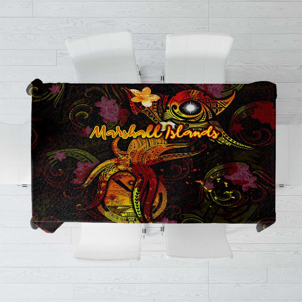 Marshall Islands Tablecloth Octopus Plumeria Polynesian Tattoo DT02 Black - Polynesian Pride