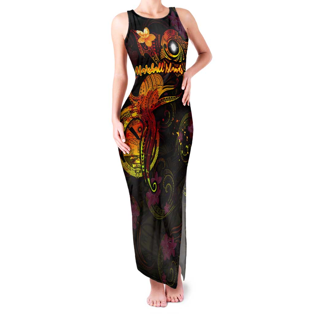 Marshall Islands Tank Maxi Dress Octopus Plumeria Polynesian Tattoo