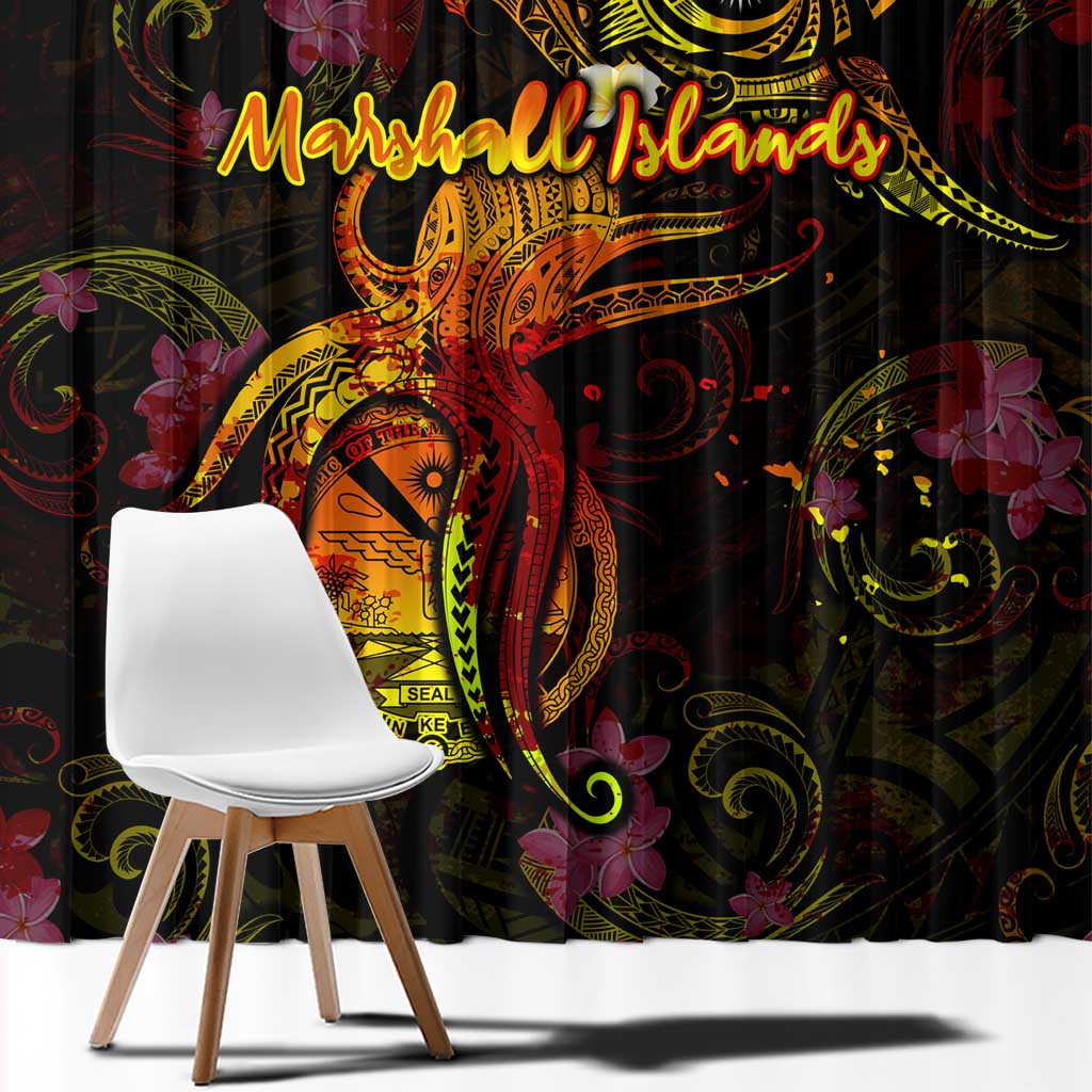 Marshall Islands Window Curtain Octopus Plumeria Polynesian Tattoo DT02 - Polynesian Pride