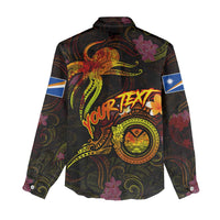 Marshall Islands Women Casual Shirt Octopus Plumeria Polynesian Tattoo