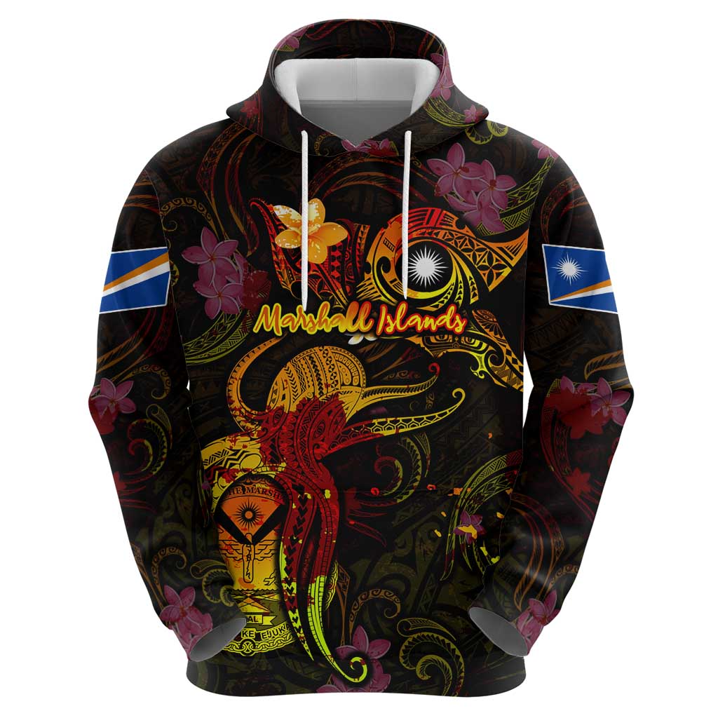 Marshall Islands Zip Hoodie Octopus Plumeria Polynesian Tattoo DT02 - Polynesian Pride