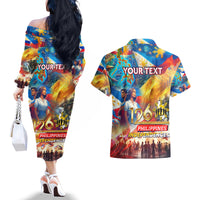 Custom The Philippines 126th Independence Anniversary Couples Matching Off The Shoulder Long Sleeve Dress and Hawaiian Shirt Art Style