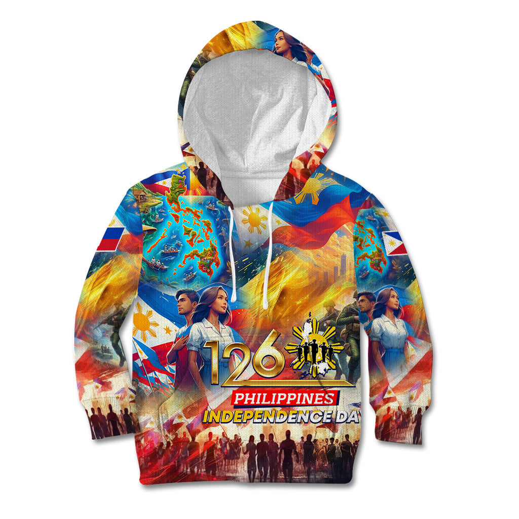 Custom The Philippines 126th Independence Anniversary Kid Hoodie Art Style