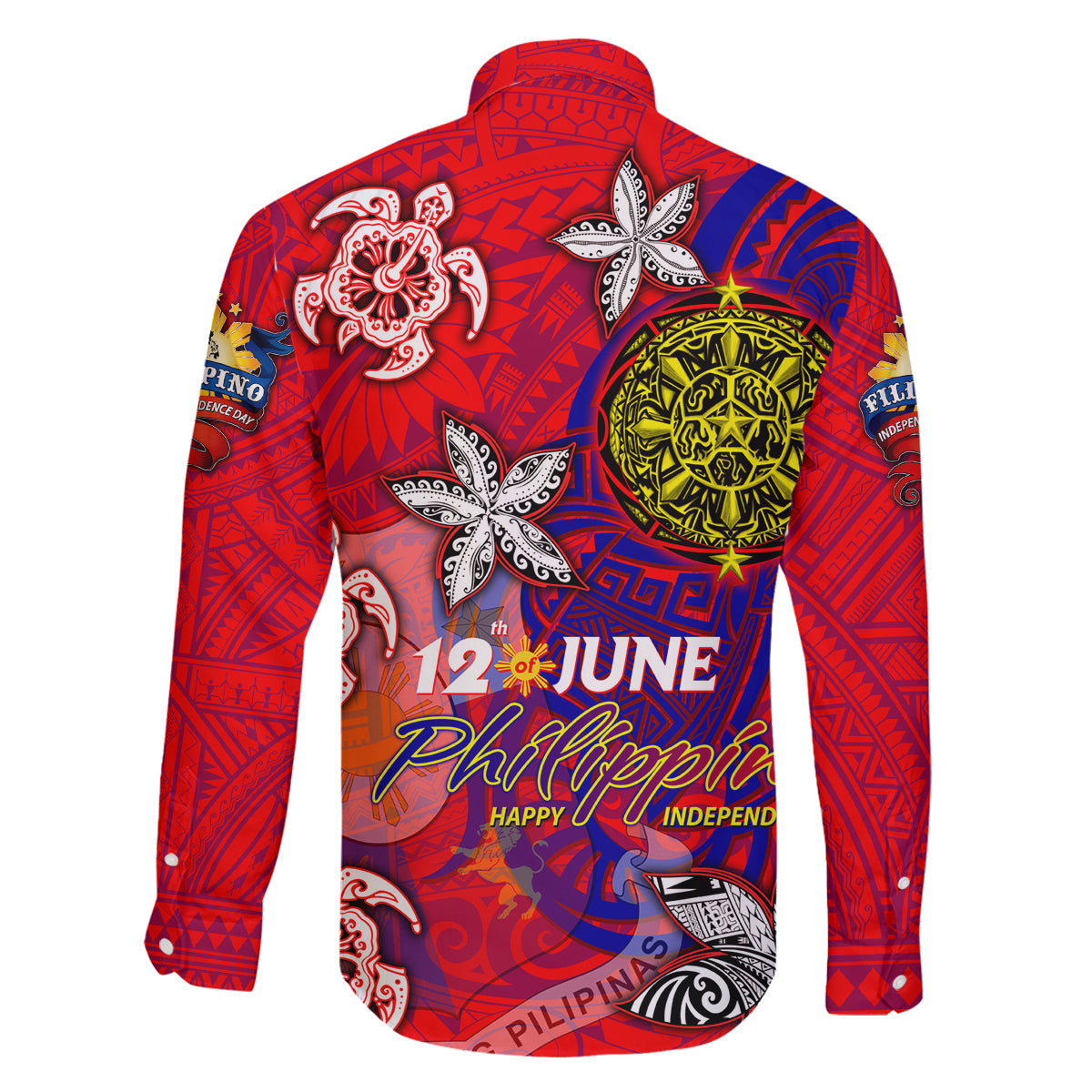 Personalized Philippines 12 June Independence Day Family Matching Mermaid Dress and Hawaiian Shirt Polynesian Turtle Plumeria