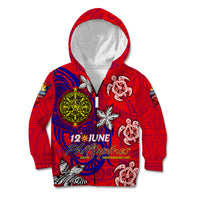 Personalized Philippines 12 June Independence Day Kid Hoodie Polynesian Turtle Plumeria