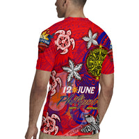 Personalized Philippines 12 June Independence Day Rugby Jersey Polynesian Turtle Plumeria