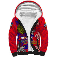 Personalized Philippines 12 June Independence Day Sherpa Hoodie Polynesian Turtle Plumeria