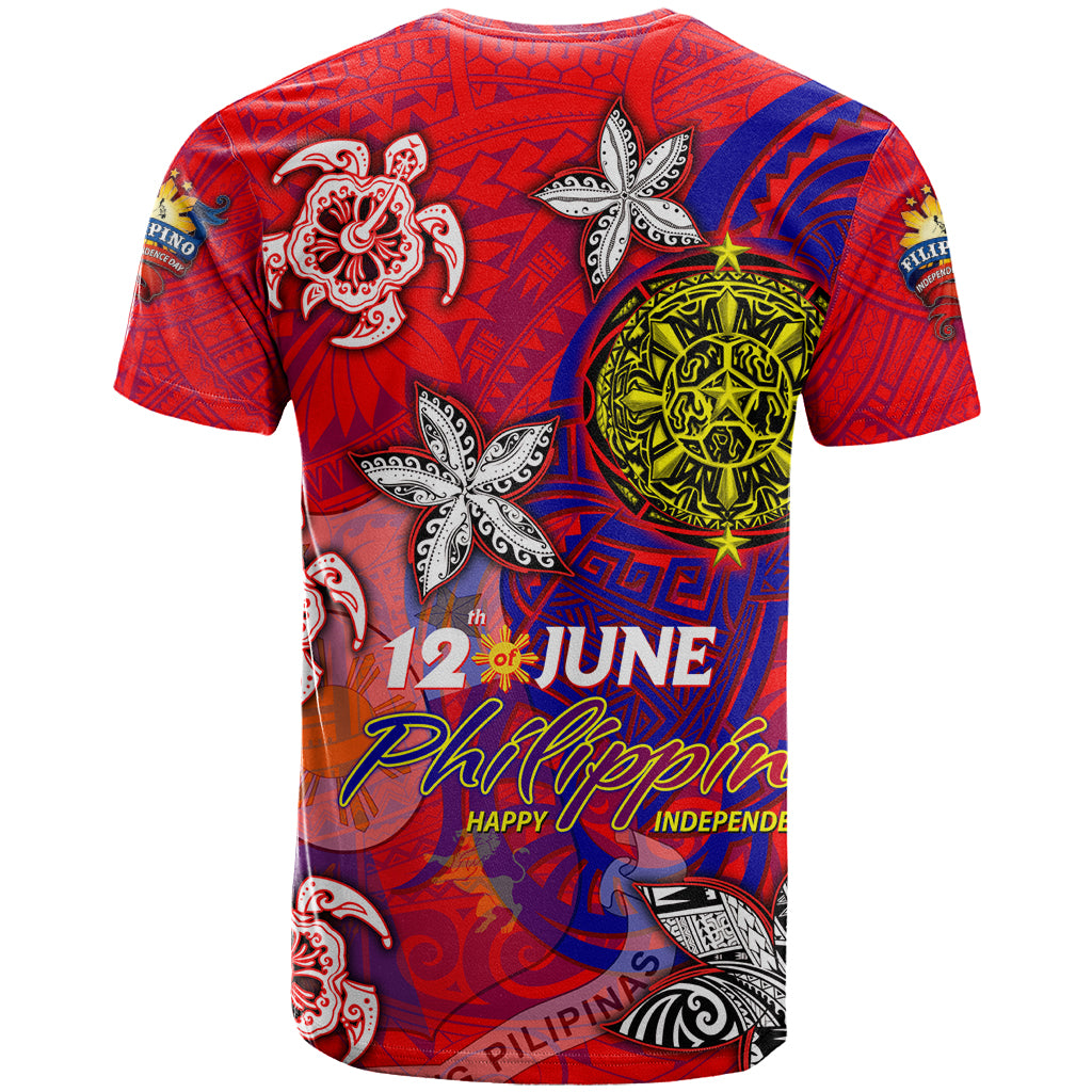 Personalized Philippines 12 June Independence Day T Shirt Polynesian Turtle Plumeria