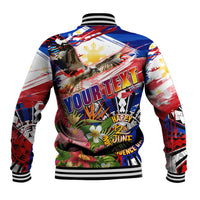 Personalized Philippines Independence Day Baseball Jacket Polynesia Filipinas Eagle Hibiscus