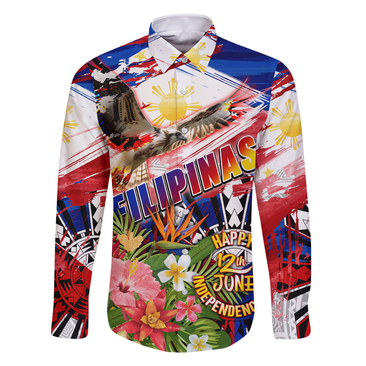 Personalized Philippines Independence Day Family Matching Mermaid Dress and Hawaiian Shirt Polynesia Filipinas Eagle Hibiscus