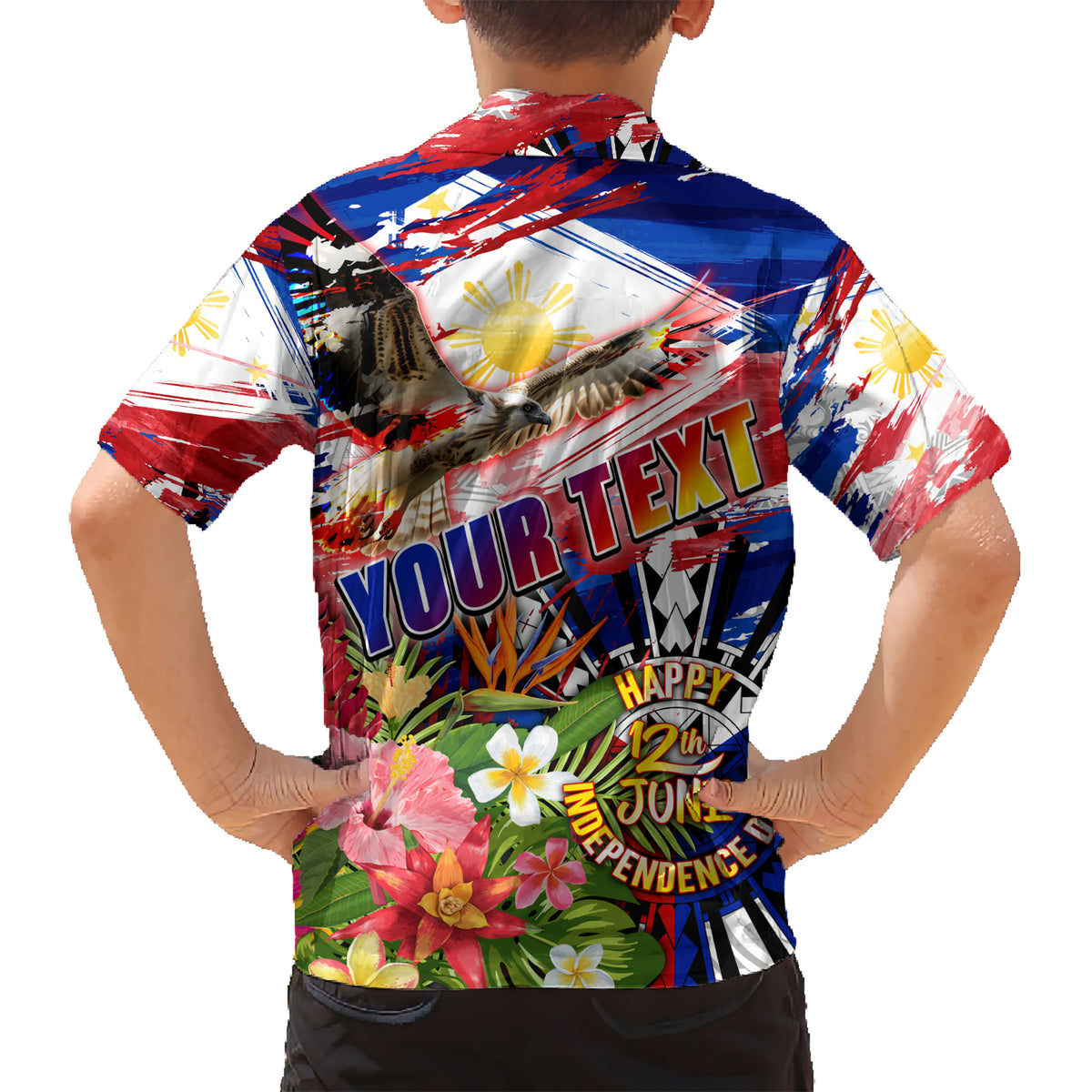 Personalized Philippines Independence Day Hawaiian Shirt Polynesia Filipinas Eagle Hibiscus