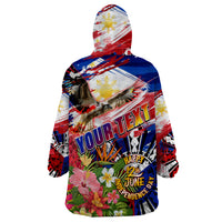 Personalized Philippines Independence Day Wearable Blanket Hoodie Polynesia Filipinas Eagle Hibiscus