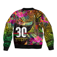 Personalised Vanuatu Independence Day 30 July Bomber Jacket Hibiscus Polynesian Pattern